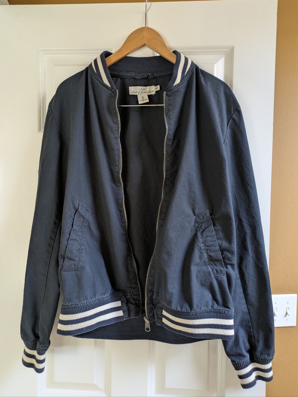 H&M Navy Blue Varsity Baseball Bomber Jacket